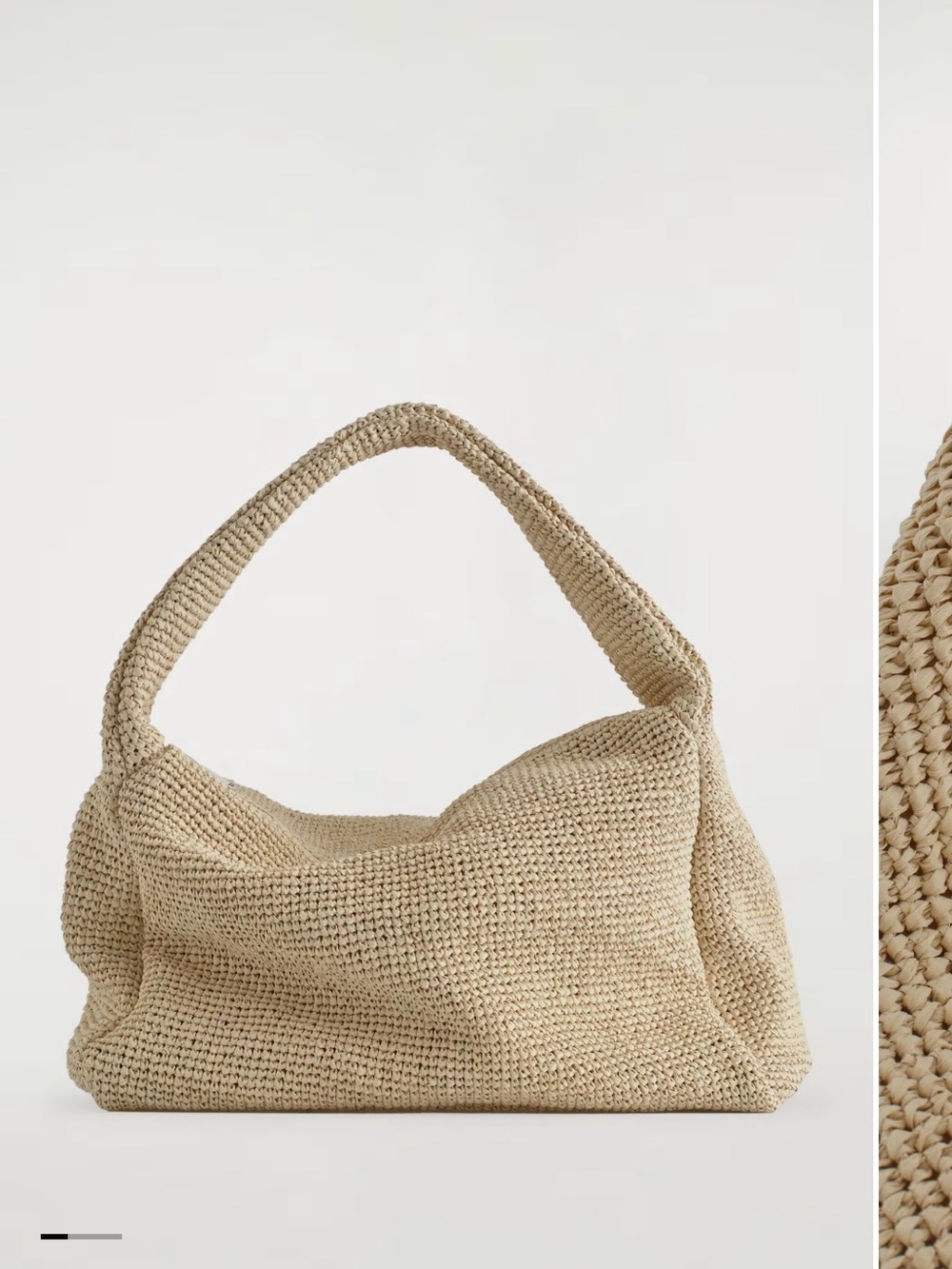 COS Beige Woven Shoulder Hobo Bag